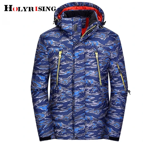 Blue Camouflage Модный зимний мужской пуховик камуфляжной расцветки повседневный мужской пуховик и пальто толстая Парка мужская верхняя одежда пуховик 19028 - Цвет: Blue Camouflage