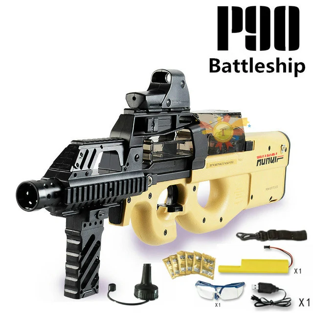 Battleship P90 электрическое игрушечное ружье водяные пули пистолет Live CS штурмовой Снайпер оружие на открытом воздухе Пистолеты игрушки lepin - Цвет: Battleship