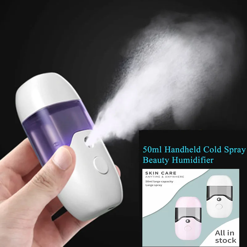 

50ml Handheld Cold Spray Beauty Humidifier USB Rechargeable Face Sprayer Portable Face Humidifier Women Facial Spraying Tool