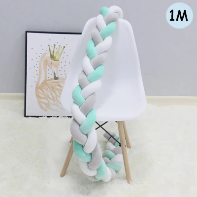 1M Green Gray White 1 м/2 м/3M коса узел кровать бампер в кроватке Детские Рождественские кроватки украшения завязанный забор длинная детская кроватка для детской комнаты декор - Цвет: 1M Green Gray White