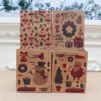 

Christmas Gift Bag Small Santa Claus Tote Bag Gift Bag Exquisite Kraft Paper Children Gift Bag Arts Package Box Dropshipping