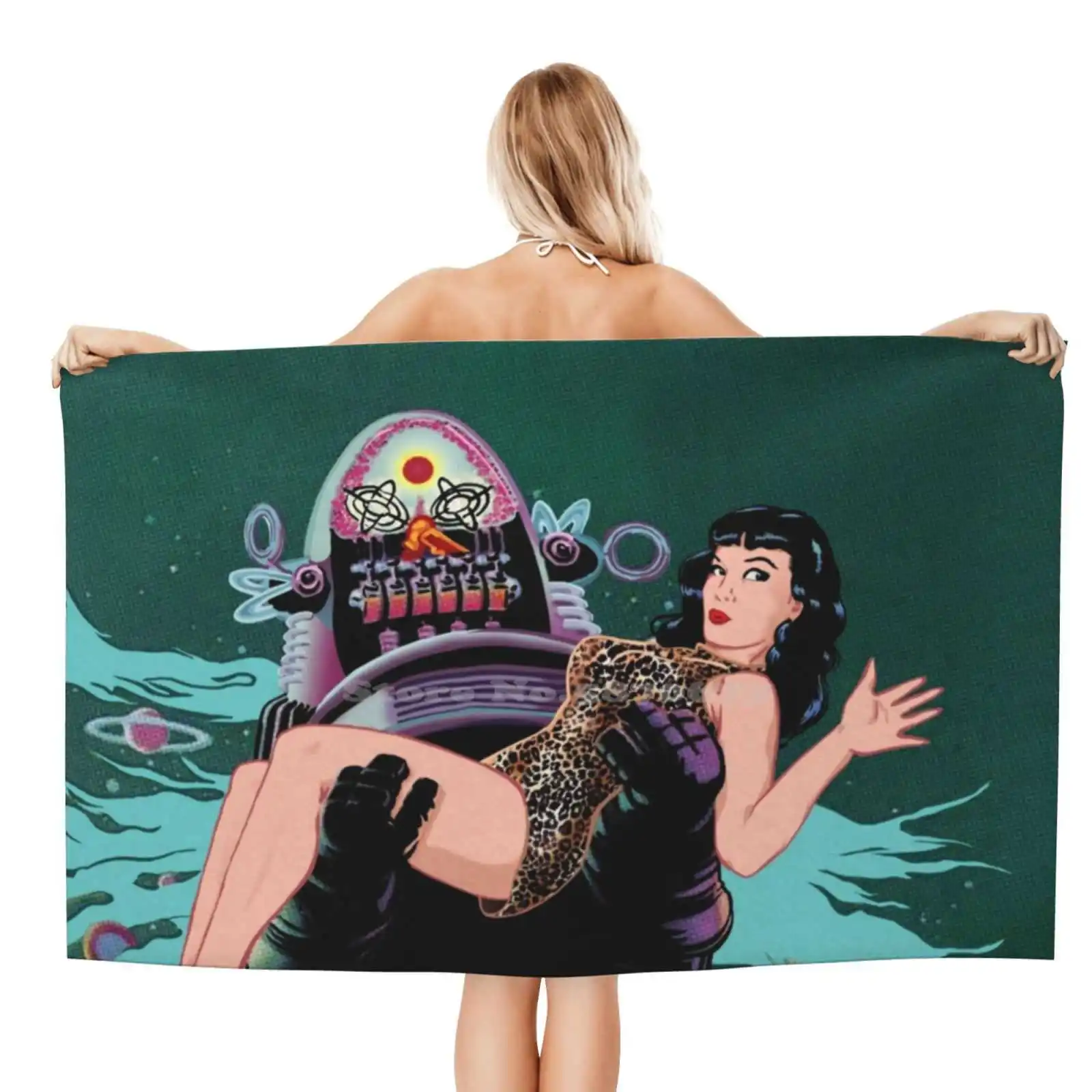 Robby E Bettie Asciugamano Da Bagno Morbido E Confortevole All'Aperto Robby Il Robot Roby Robot Bettie Pagina Fantascienza Divieto