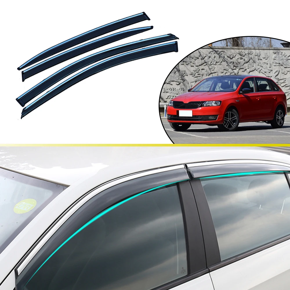 

Smoke Window Sun Rain Visor Deflector Guard For Skoda Rapid Spaceback 2014 2015 2016 2017 2018 Car Sunny visor Accessories