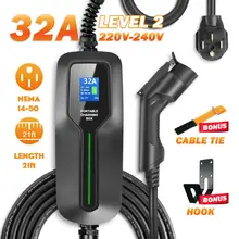 32 Amp EV зарядное устройство Уровень 2, NEMA14-50 220 V-240 V модернизированная портативная зарядная кабельная станция, электромобиль все автомобили