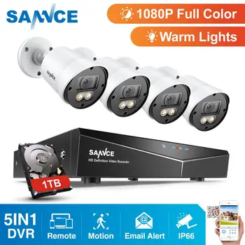 

SANNCE 4CH 1080P Full Color Night Vision CCTV Security Camera System with 4pcs 1080P HD Waterpoof Outdoor Security Cameras Kit