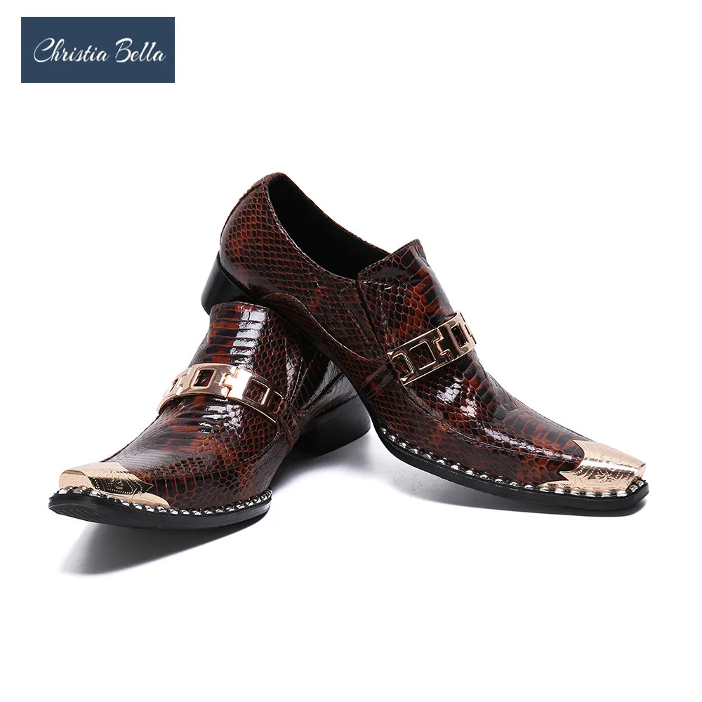 Кристиа Белла модная мужская деловая обувь из натуральной змеиной кожи большие