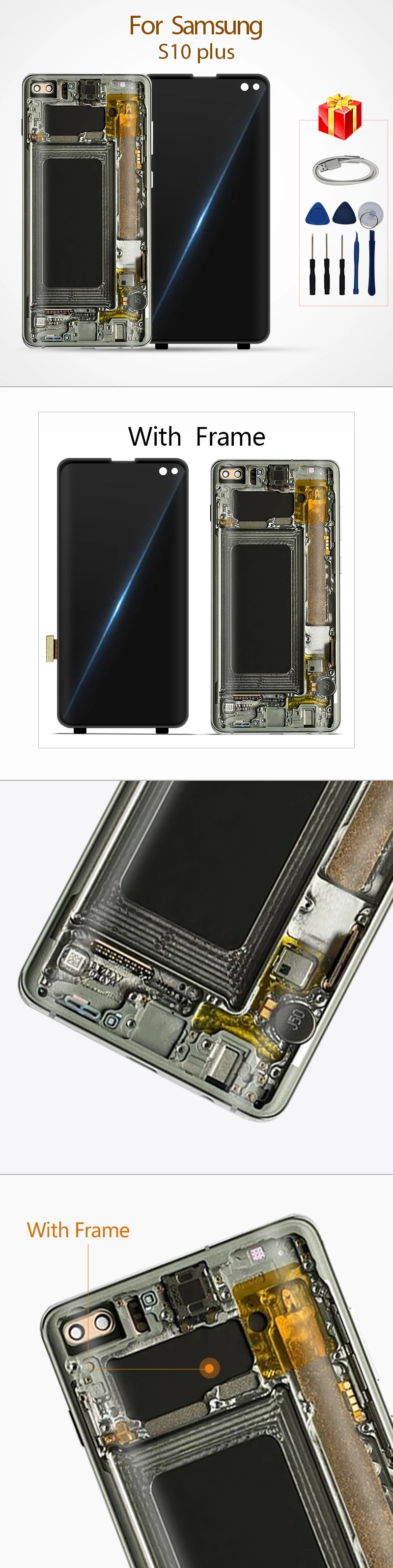 S10 Plus ЖК-дисплей для samsung Galaxy G9750 S10 Plus ЖК-дисплей с сенсорным экраном дигитайзер Запасные части