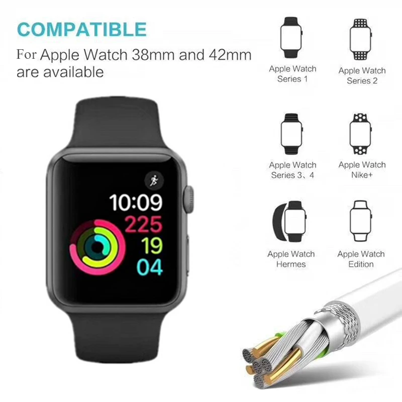 Беспроводной зарядный кабель для iWatch серии 5 4 3 2 1 USB магнитный для iWatch зарядный кабель 3 фута 1 метр для Apple Watch зарядное устройство