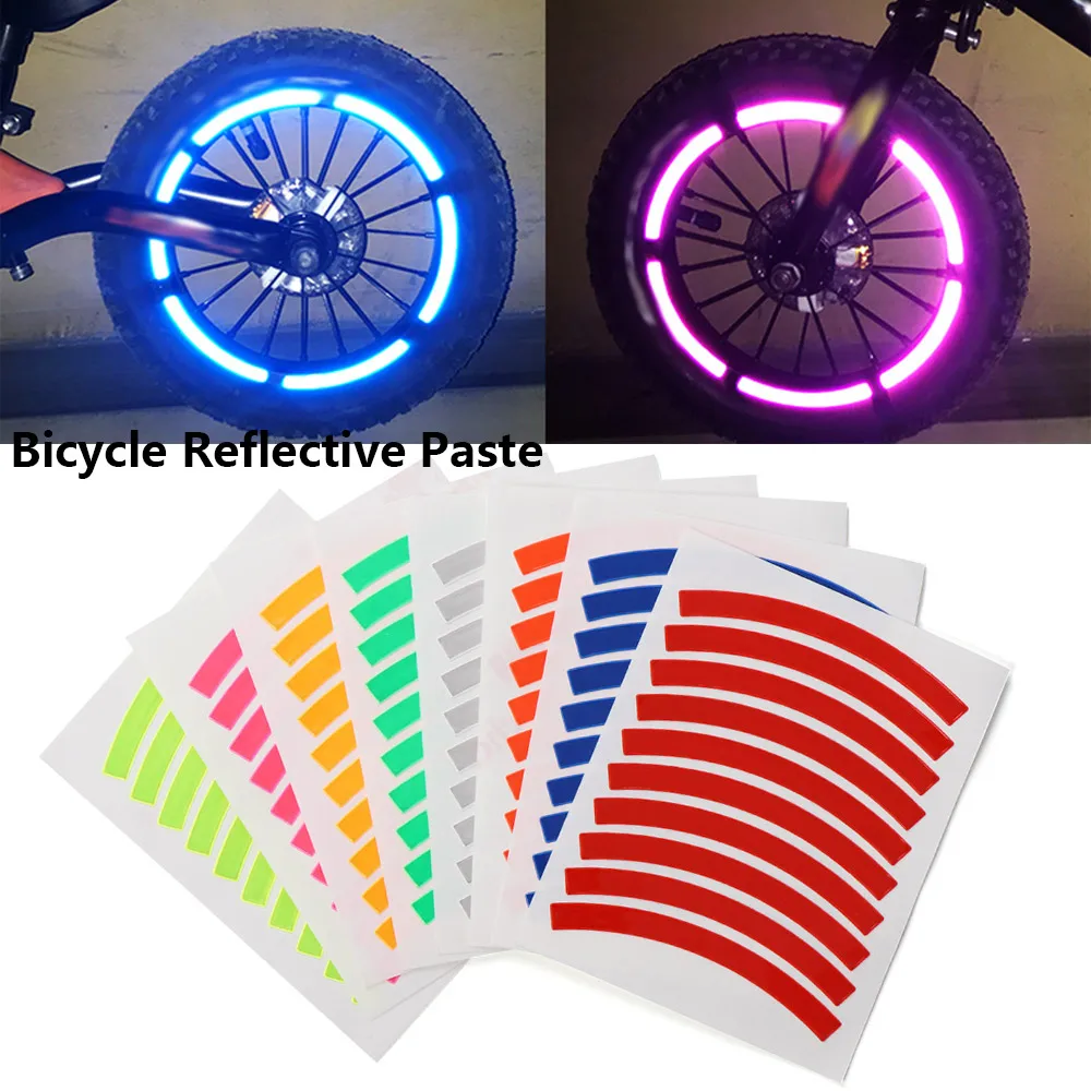 10Pcs Children's Balance Bike Reflective Sticker Wheel Decals Reflective Tire Applique Tape Safety Stickers Bicycle Accessories