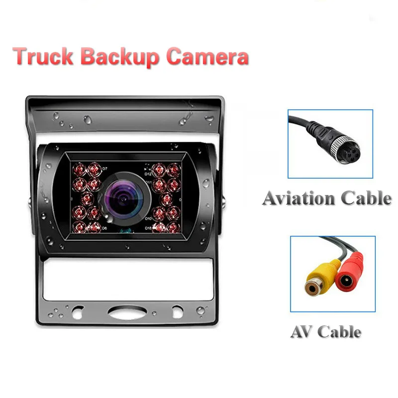 

12V/-24V Truck Backup Camera Heavy Duty 18 LED IR Night Vision Waterproof Vehicle Rear View Camera