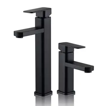 

2020 Bathroom Black Paint Square Basin Faucet Single Handle Washbasin Mixer Tap
