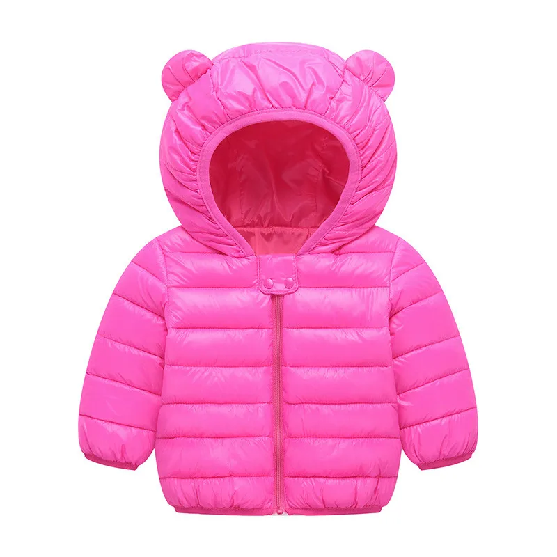 Детское пальто зимняя куртка для маленьких мальчиков и девочек, теплая верхняя одежда с капюшоном, пальто для маленьких детей, одежда для новорожденных - Цвет: Soild Rose Red