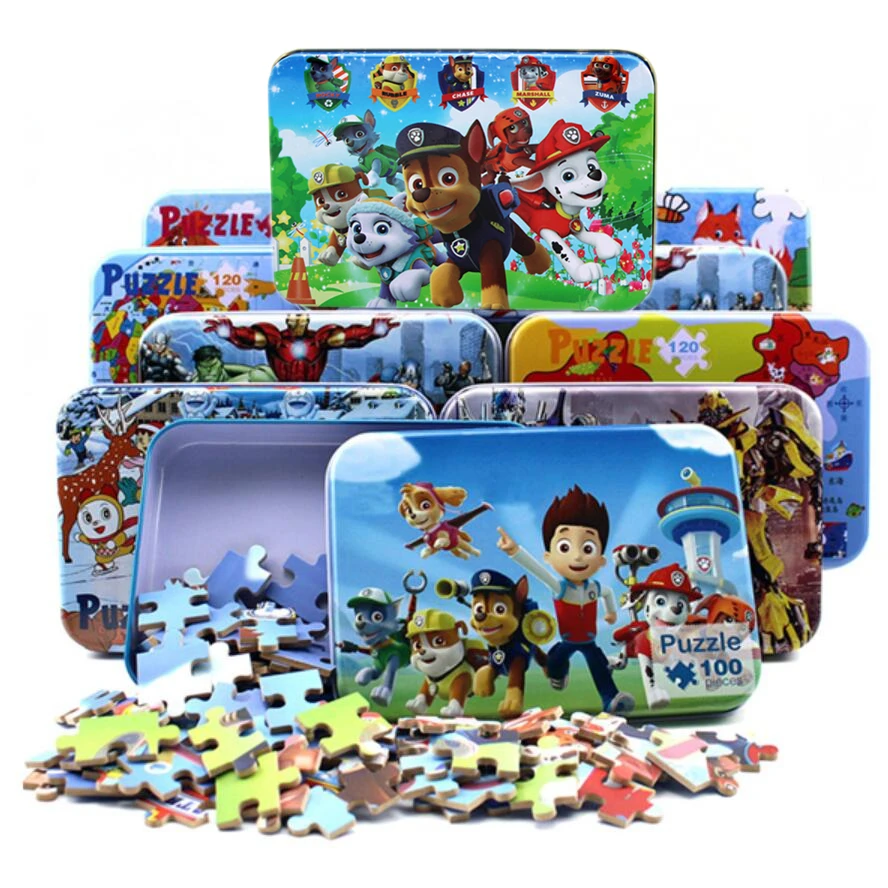 

New 100 Pcs Wooden Puzzle Kids Toy Cartoon Animal Wood Jigsaw Puzzles Baby Early Brain Training Toys for Children Christmas Gift