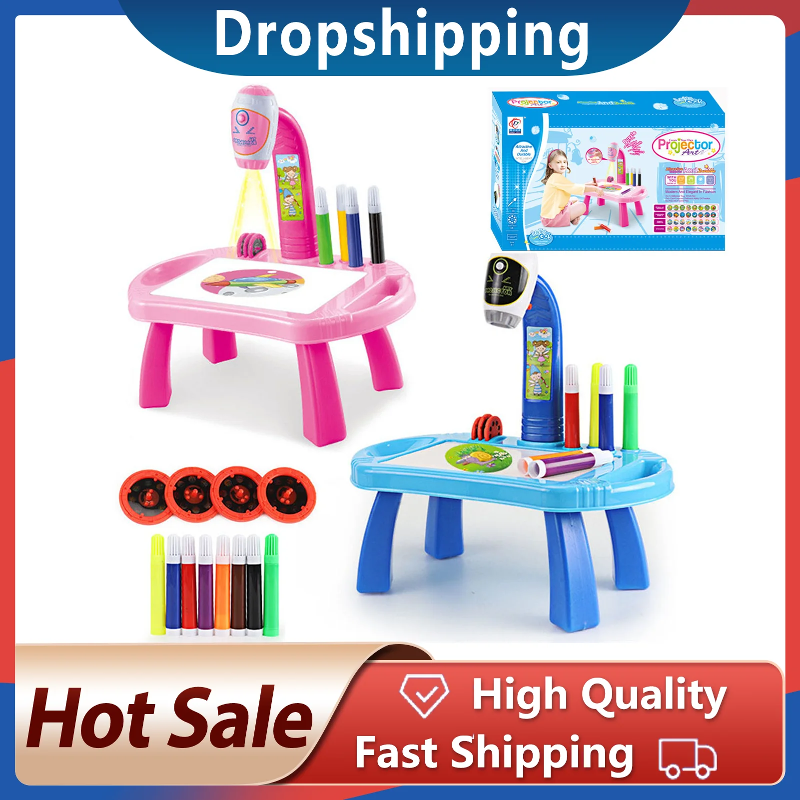 Led Projector Drawing Table Toys Kids Painting Board Desk With Light