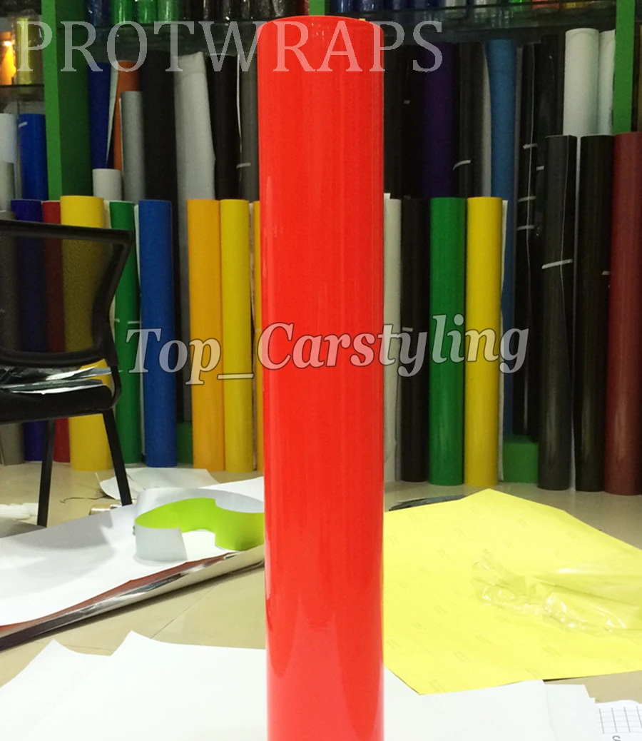 fluorescent yellow plotter sign sticker vinyl wrap covering  red (1)