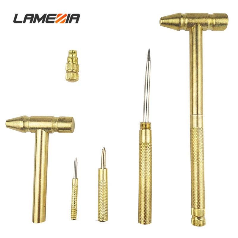 

More Function Mini- Small Copper Safety Hammer Screw Driver Household Woodworking Rescue Tool