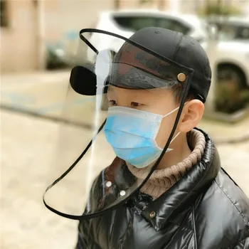 

Children Kid Virus Protection Mask cap Removable Windproof Anti-dust Anti-droplet Spittle Face Covering Bucket Hat Sun Visor Cap