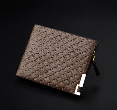 New men's wallet fashion smooth soft leather cross-section multi-function wallet tide short men's wallet quality assurance - Цвет: Light caffeine