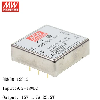 

MEAN WELL SDM30-12S15 DC-DC Regulated Single Output Converter 9.2-18V DC to 15V DC 1.7A 25.5W Module type Switching Power Supply