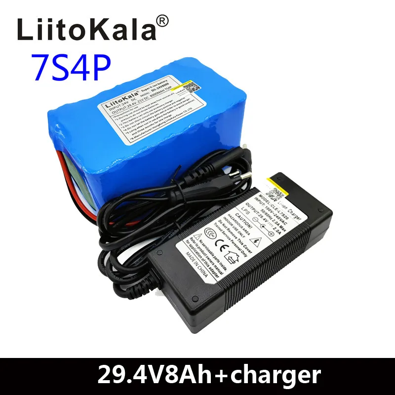 LiitoKala 24V 8ah Электрический велосипед литий-ионный аккумулятор 29,4 V 8000mAh 15A BMS 250W 24V 350W 18650 W аккумулятор для инвалидной коляски