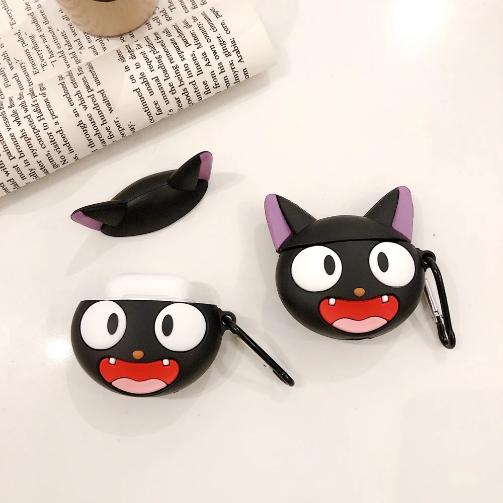 Аниме Кики услуги доставки 3D JiJi наушники чехол для AirPods 1 2 Bluetooth гарнитура зарядная коробка Защитная крышка с крюком