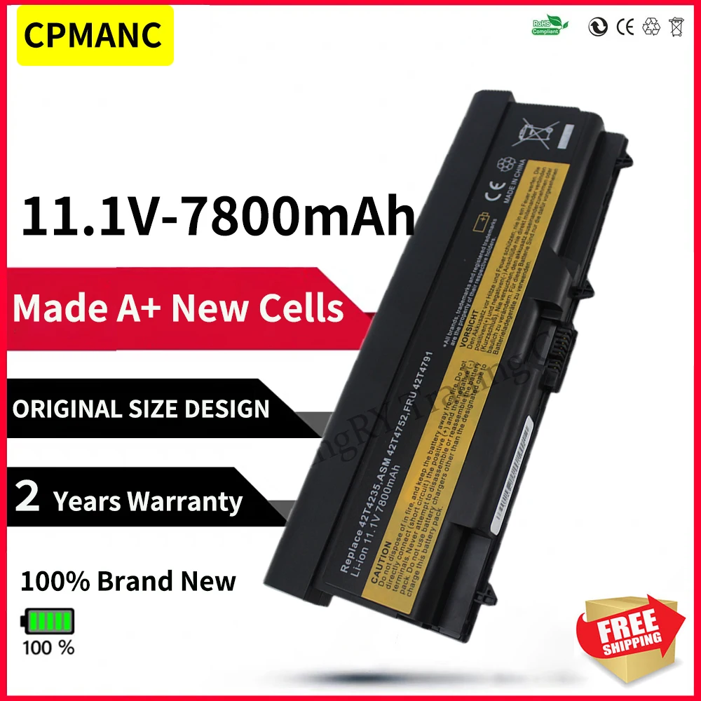 Bateria de Células para Lenovo Thinkpad 7800mah 14 Edge L410 L412 L420 L421 L510 L512 L520 Sl410 Sl510 T410i T420 T510 T520