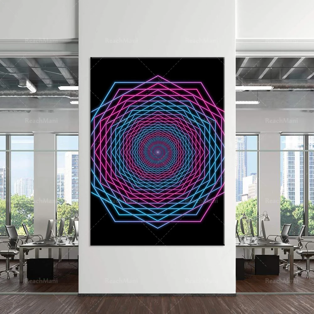 

Blue and pink illusion art wall poster | Op art spiral effect | Modern, simple, unique and interesting Éclectique art decoration