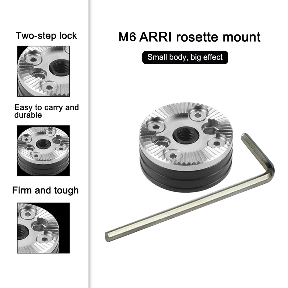Arri Standard Rosette Bolt-On Mount (M6 Thread) for Rosette Side Handle Monitor Holder Attach with 1/4 Screw Camera Accessories