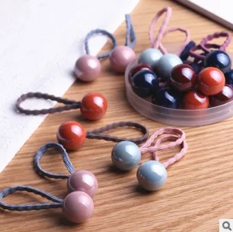 

400pcs/lot DIY Multi Acrylic Cartoon Cream Hair Rings Colour Heart Balls Popcorn Rubber Bands Styling Tools Accessories HA616