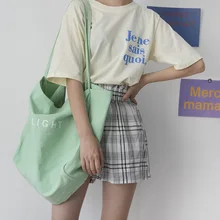 Angelatarch Новое поступление Корейская однотонная парусиновая Экологичная сумка на плечо большие женские сумки через плечо сумка для покупок