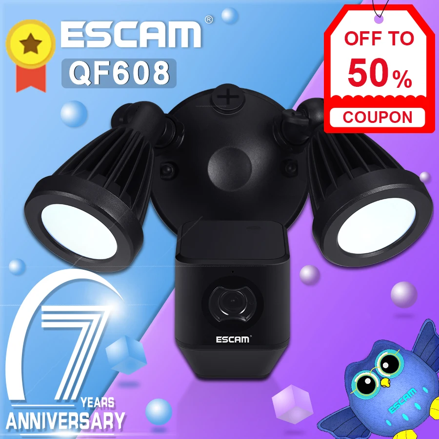 ESCAM QF608 1080P светодиодный прожектор Wi-Fi ip-камера с ПИР сигнализацией обнаружения HD Безопасности двухсторонняя дистанционная сирена ONVIF ночного видения