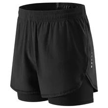 Шорты 2 в 1 для мужчин, для бега, быстросохнущие, для тренировок, бодибилдинга, спортзала, шорты из спандекса, спортивные, для пробежек,, для бадминтона, тенниса, тренировок