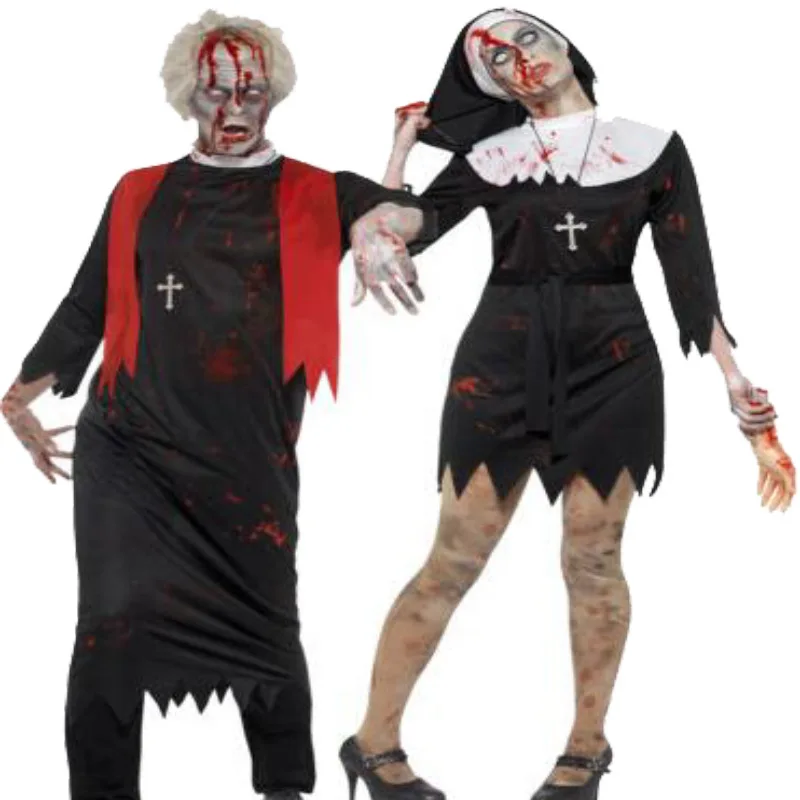 Funny Nun The Fool Day Costume Halloween Bloody Priest Masquerade Costumes Uniforms Tempt Sex Nuns Cospaly |