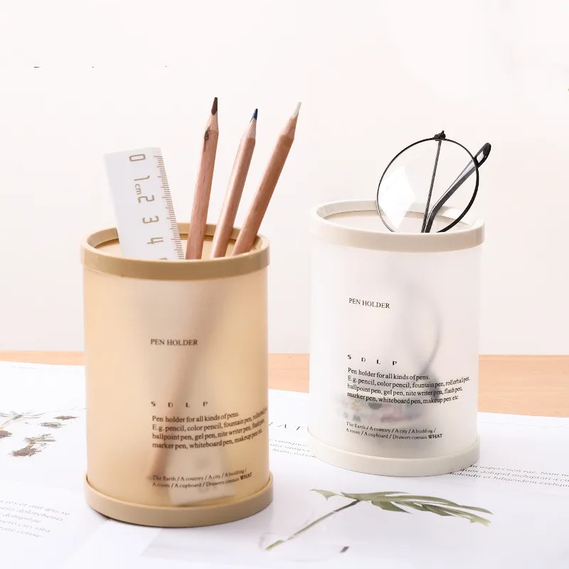 

PP creative cylindrical pen barrel inserted into the desk top ornament DIY office stationery learning pencil case