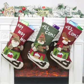

Christmas Decorations Christmas Socks Santa Christmas Ornaments Pendant Candy Bag Christmas New Year for Children Fireplace Tree