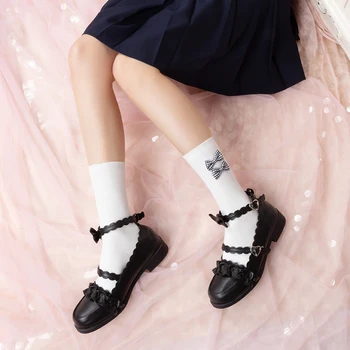 

Women Cute Plaid Bowknot Cotton Slim Short Socks Girls Student Autumn Wild Kawaii Socks Heap heap socks Preppy Style