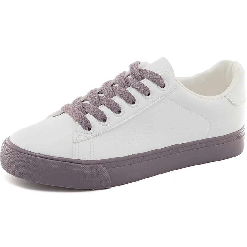 Purple Модная женская обувь; повседневные однотонные Туфли с круглым носком на плоской подошве из искусственной кожи; коллекция года; сезон весна-осень; повседневная спортивная обувь; Вулканизированная обувь - Color: Purple