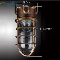 Vintage Waterproof E27 Ceiling Lamp with Clear Glass Jar Shade for Bathroom Kitchen Outdoor Caged Ceiling Mount Bulkhead Lights 2