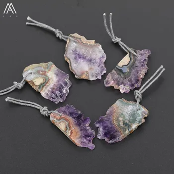 

5pcs/Lot Natural Amethysts Quartz Freeform Slice Slab Pendant Charms For Necklace Jewelry Making Findings FZ-84AMAB