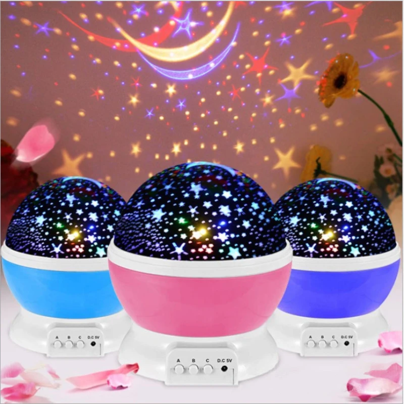 Star Sky Projector LED Galaxy Night Light Starry Lights Rotating Star Moon Night Lamp Battery Decoration for Home Baby Gifts 1