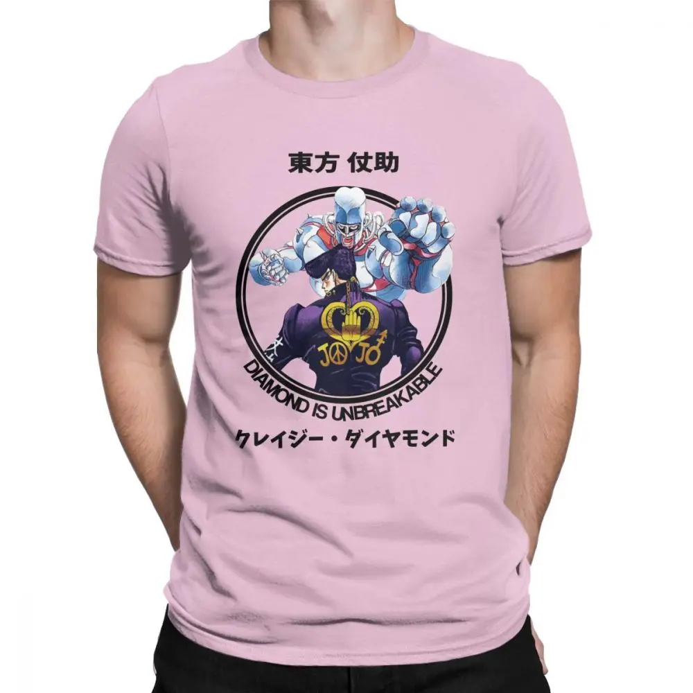 Josuke Higashikata футболка Jojos невероятное приключение Новинка мужские Футболки подарком для друзей и близких хлопковые футболки - Цвет: Розовый