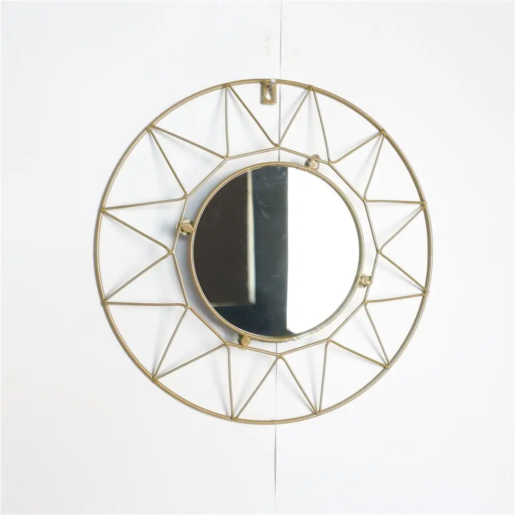 Скандинавском стиле металлическое Золотое зеркало Настенное подвесное зеркало для спальни тщеславие декоративное макияж домашнее туалетное зеркало навесное