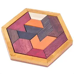 Деревянные головоломки Tangram с шестигранной основой головоломка Интеллект игрушка подарок для детей и взрослых