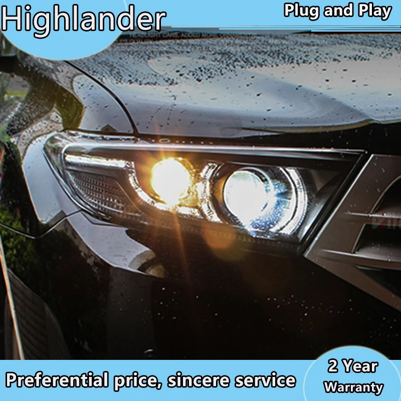 Стайлинг автомобиля для Toyota 2012 2014 фара Highlander светодиодная DRL Angel Eye hid аксессуары