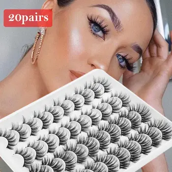 

20 Pairs False Eyelashes 3D Mink False Eyelashes Long Handmade Artificial Eyelashes Mink Lashes Eye Bunch Eyelashes Makeup T5N3
