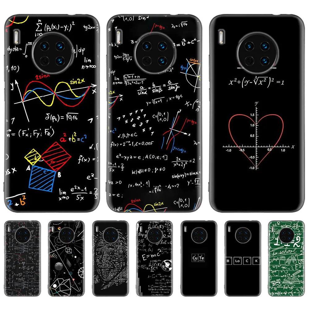

Math EMC 2 Cases for Huawei Mate 30 Pro 5G 20 10 Lite Nova 5 5i 5T P20 Mate30 Black Silicone Fall Phone Coque Casos