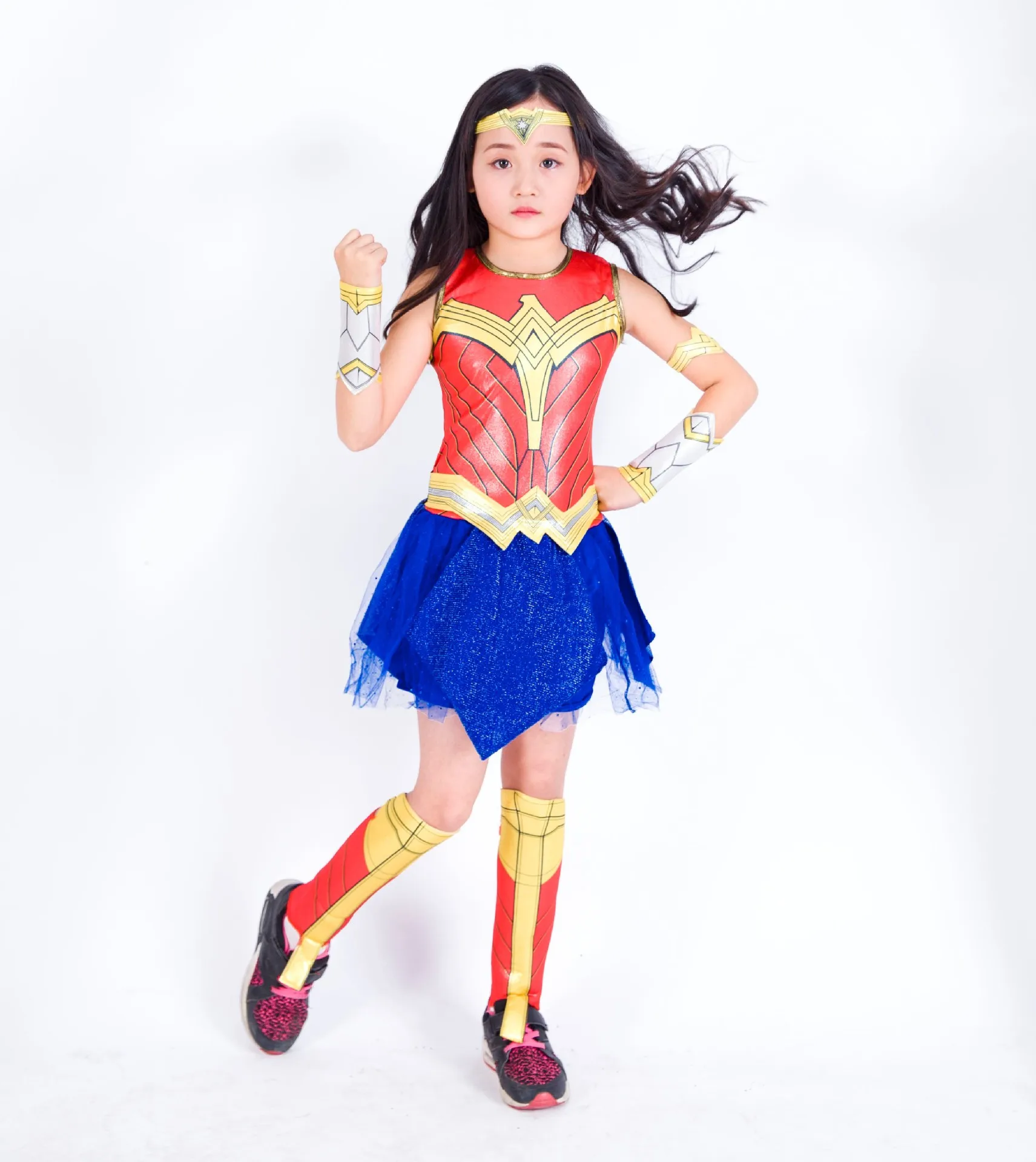 Child Wonder Girl Cosplay Costume Kids Girls Dress Halloween Dress Outfit Cosplay Fancy Dress Supergirl Women Halloween Purim Party Fantasia Costume