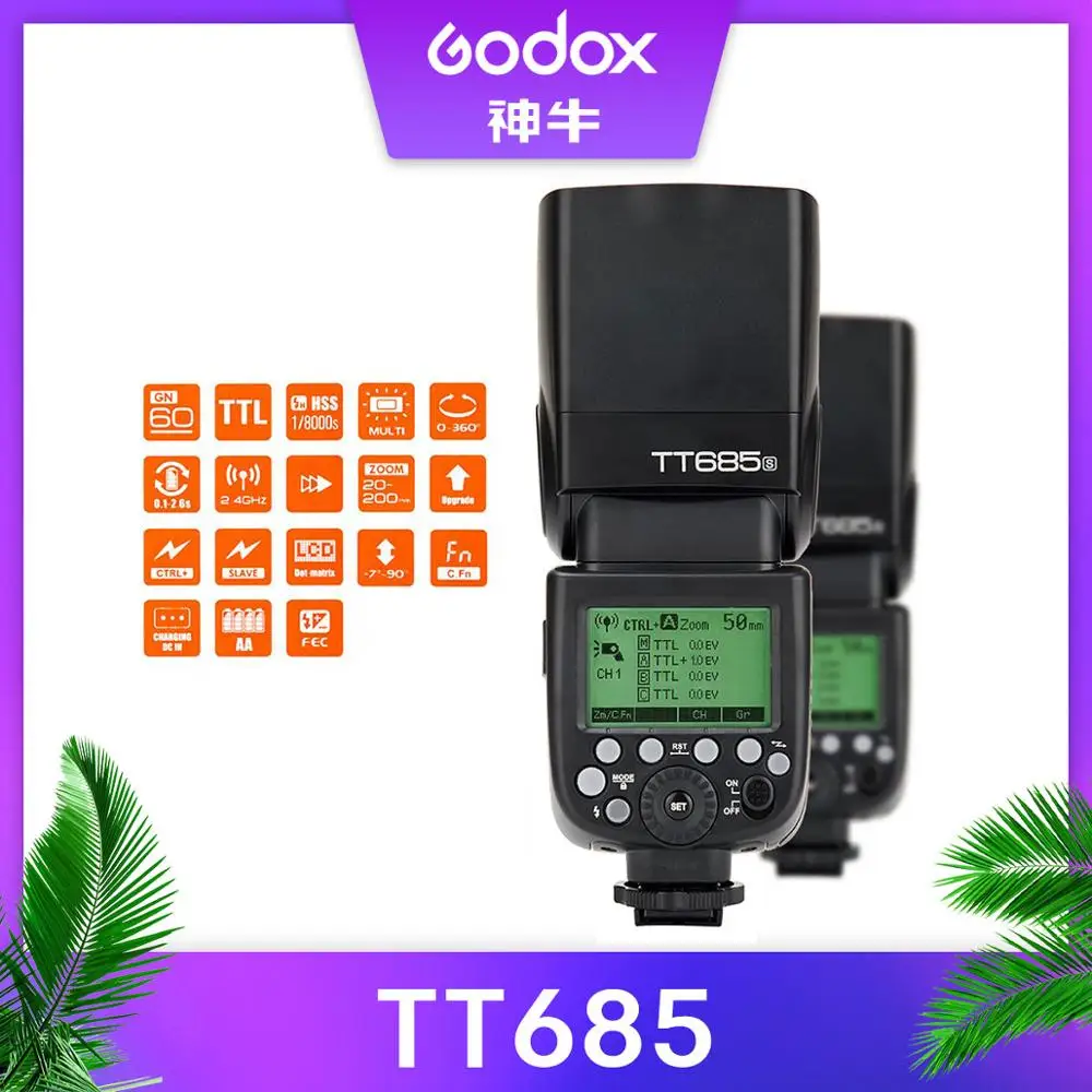 Godox TT685 TT685C TT685N TT685S TT685F TT685O 1/8000s TTL Flash Speedlite X1T Trigger for Canon