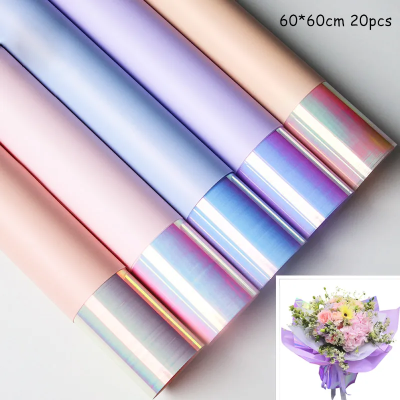 

20pcs Colorful flower wrapping paper Double side Floral wrapping paper Two-color Magic Color Film Wrapped paper flower material