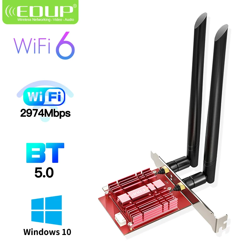 

2974Mbps Dual Band Wireless Desktop PCIe For Intel AX200 Pro Card 802.11ax 2.4G/5Ghz Bluetooth 5.0 PCI Express WiFi 6 Adapter